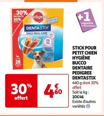 Auchan Supermarché Pedigree dentastix stick pour petit chien hygiène bucco dentaire offre