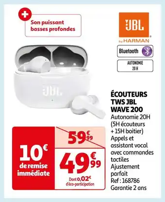Auchan Jbl écouteurs tws wave 200 offre