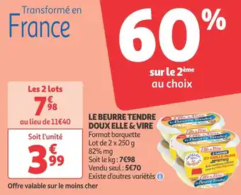 Auchan Supermarché Elle & vire le beurre tendre doux offre