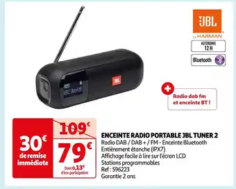 Auchan Jbl enceinte radio portable tuner 2 offre