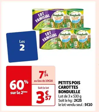 Auchan Bonduelle petits pois carottes offre