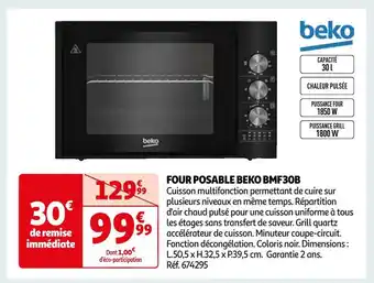 Auchan Beko four posable bmf30b offre