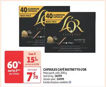 Auchan Supermarché L'or capsules café ristretto offre