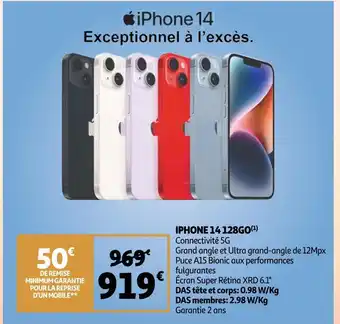 Auchan Apple iphone 14 128go offre