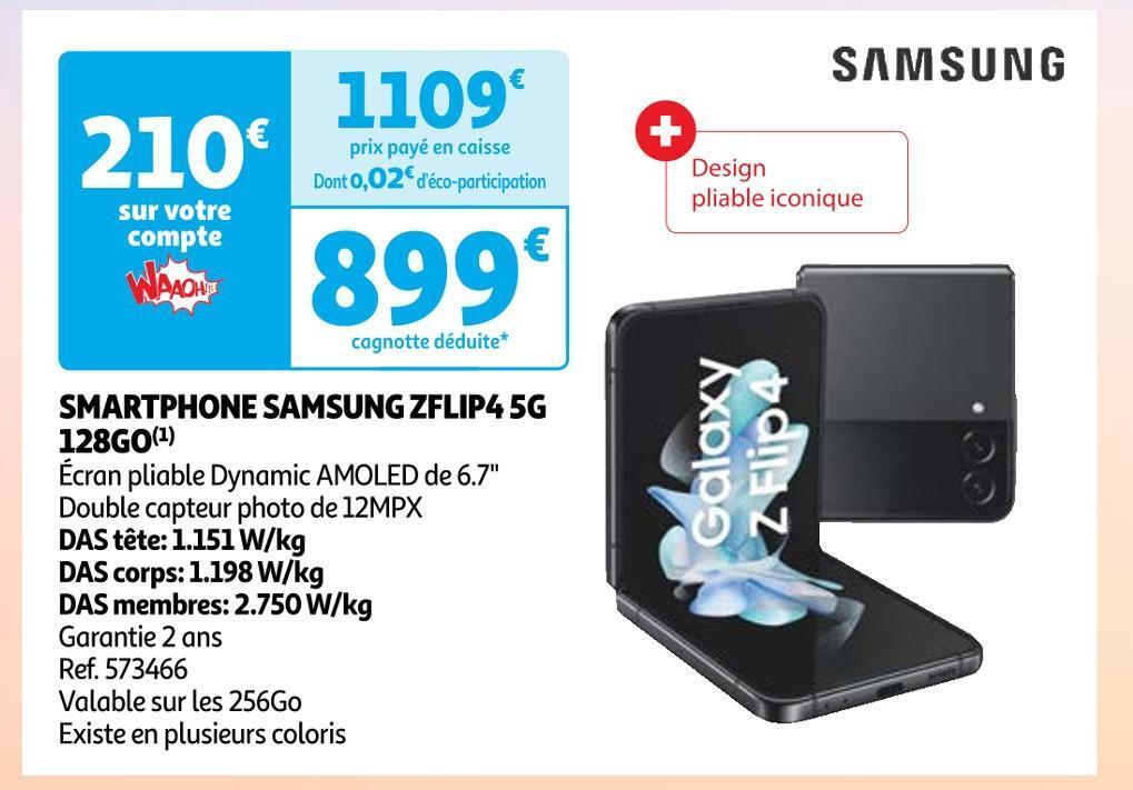 Promo Samsung Smartphone Samsung Zflip4 5g 128go Chez Auchan