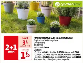 Auchan Gardenstar pot horticole ø.17 cm offre