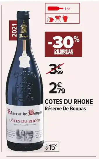 Carrefour Market Réserve de bonpas cotes du rhone offre