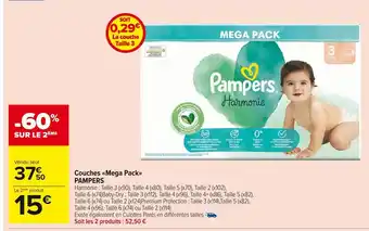 Carrefour Market Pampers couches mega pack offre