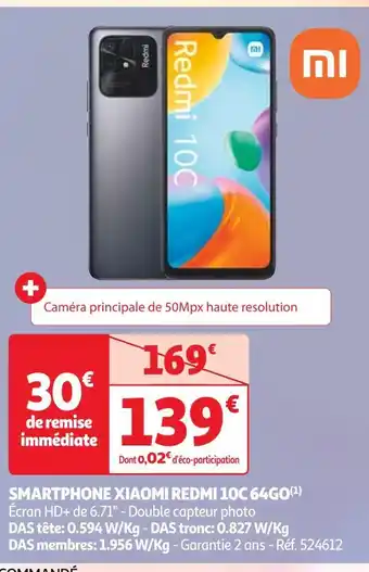 Auchan Xiaomi smartphone redmi 10c 64go offre
