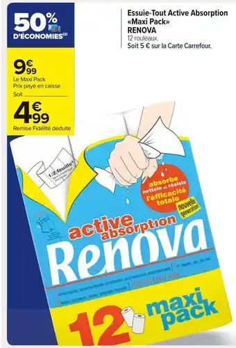 Carrefour Market Renova essuie-tout active absorption maxi pack offre