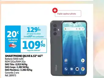 Auchan Qilive smartphone qilive 6.52'' 4g offre