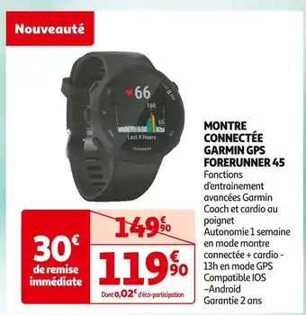 Auchan Garmin montre connectée garmin gps forerunner 45 offre