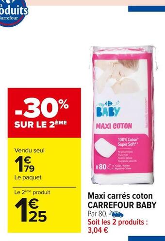 Carrefour Market Carrefour baby maxi carrés coton offre