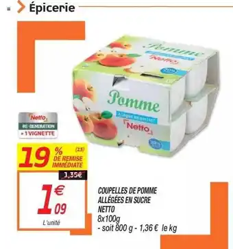 Netto Coupelles De Pomme Allégées En Sucre Netto offre