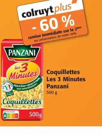 Colruyt Coquillettes Les 3 Minutes Panzani 500 g offre
