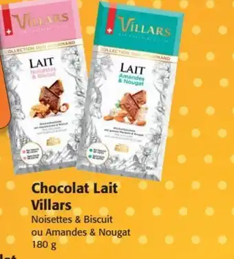 Colruyt Chocolat Lait Villars Noisettes & Biscuit ou Amandes & Nougat 180 g offre