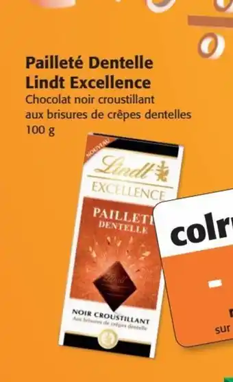 Colruyt Pailleté Dentelle Lindt Excellence Chocolat noir croustillant aux brisures de crêpes dentelles 100 g offre