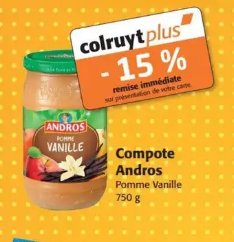 Colruyt Compote Andros Pomme Vanille 750 g offre