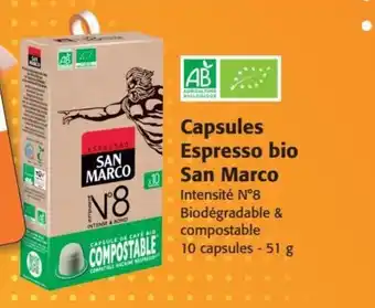 Colruyt Capsules Espresso bio San Marco Intensité N°8 Biodégradable & offre