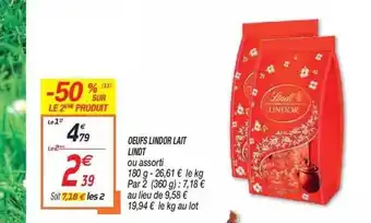 Oeufs Lindor Lait Lindt