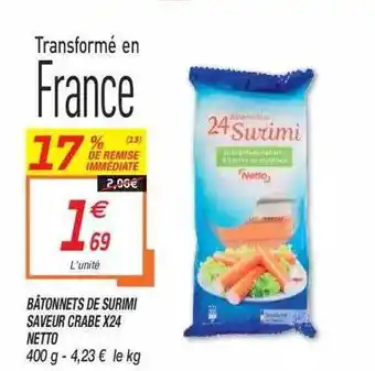 Netto Bâtonnets De Surimi Saveur Crabe X24 Netto offre