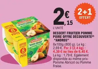 E.Leclerc DESSERT FRUITIER POMME POIRE OFFRE DÉCOUVERTE (²) "ANDROS" offre