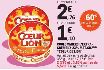 E.Leclerc COULOMMIERS L'EXTRA-CRÉMEUX 23% MAT.GR.(¹)(²) "COEUR DE LION" offre