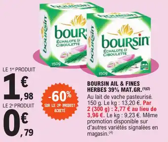 E.Leclerc BOURSIN AIL & FINES HERBES 39% MAT.GR.(1)(2) offre