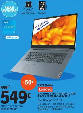 E.Leclerc PC PORTABLE offre