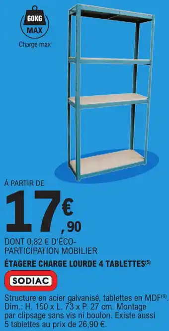 E.Leclerc Etagere charge lourde 4 tablettes offre