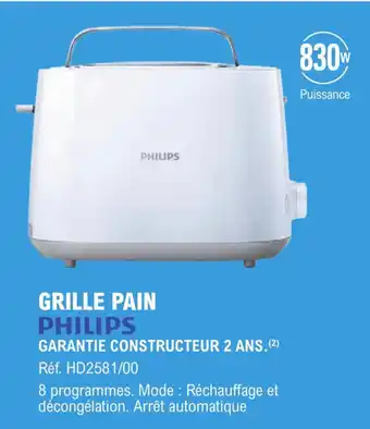 E.Leclerc GRILLE PAIN PHILIPS GARANTIE CONSTRUCTEUR 2 ANS.(2) offre