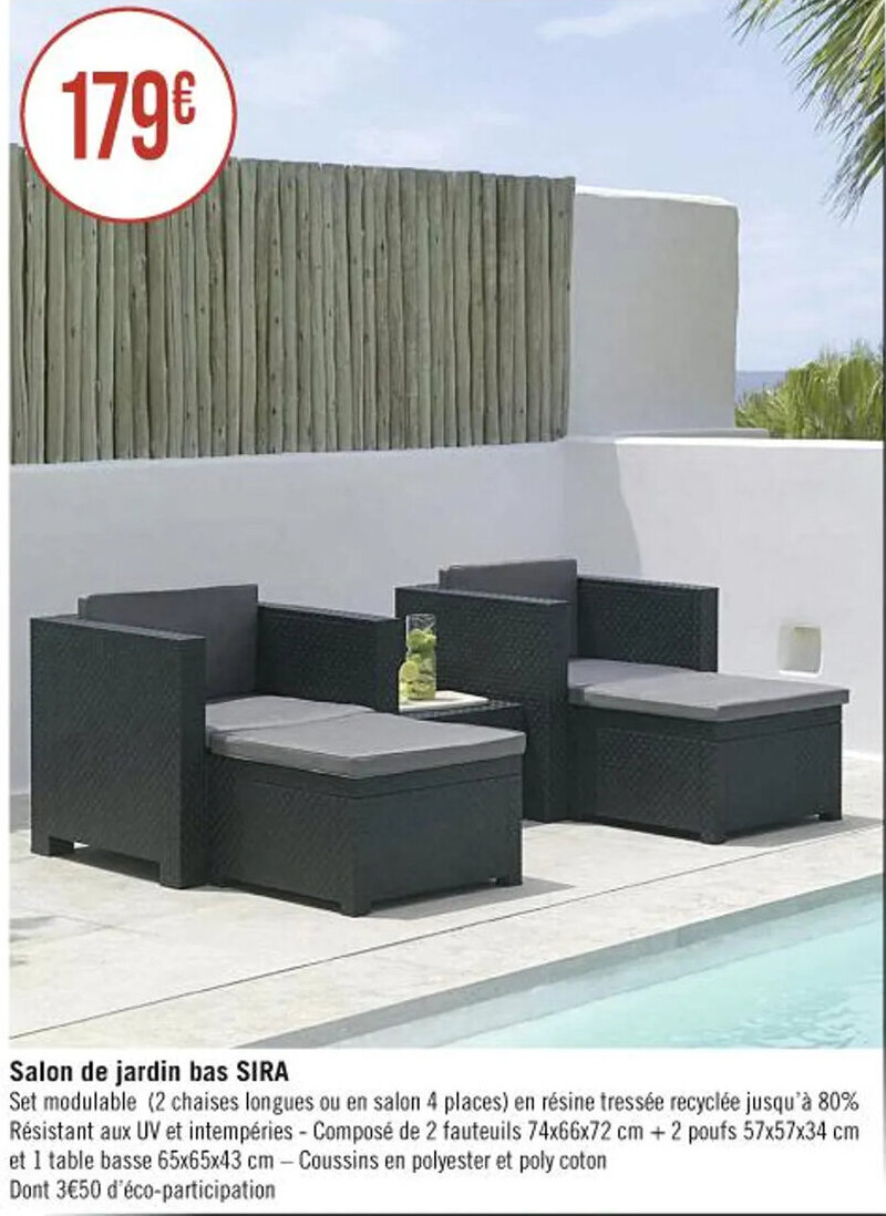 Promo Salon de jardin bas SIRA chez Hyper Casino