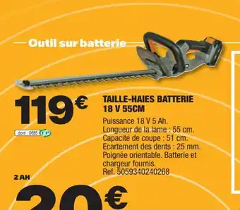 Brico Dépôt TAILLE-HAIES BATTERIE 18 V 55CM offre