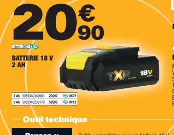 Brico Dépôt BATTERIE 18 V 2 AH offre