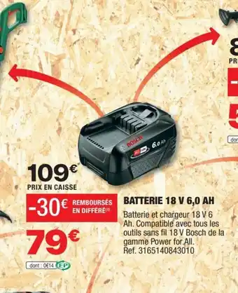 Brico Dépôt Batterie et chargeur 18 V 6 Ah offre