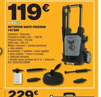 Brico Dépôt NETTOYEUR HAUTE-PRESSION 140 BAR offre