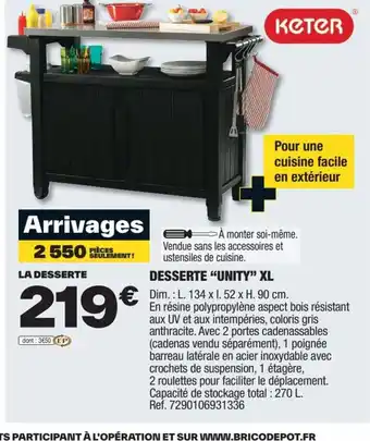 Brico Dépôt DESSERTE "UNITY" XL offre