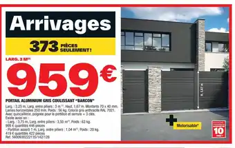 Brico Dépôt PORTAIL ALUMINIUM GRIS COULISSANT "BARCON" offre
