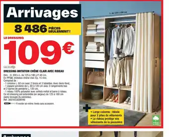 Brico Dépôt DRESSING IMITATION CHÊNE CLAIR AVEC RIDEAU offre