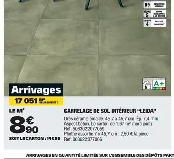 Brico Dépôt CARRELAGE DE SOL INTÉRIEUR "LEIDA" offre