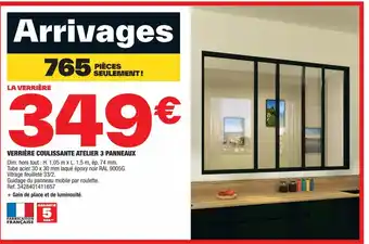 Brico Dépôt VERRIÈRE COULISSANTE ATELIER 3 PANNEAUX offre