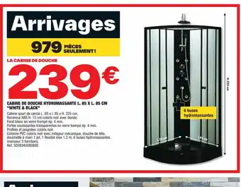 Brico Dépôt CABINE DE DOUCHE HYDROMASSANTE L. 85 X L. 85 CM "WHITE & BLACK" offre