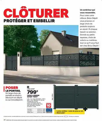 Brico Dépôt PORTAIL ALUMINIUM BATTANT "VENTO" offre