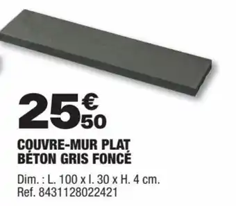 Brico Dépôt COUVRE-MUR PLAT BÉTON GRIS FONCÉ offre