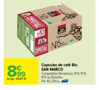 Carrefour Capsules de café Bio San Marco offre