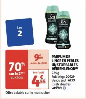 Auchan Parfum de linge en perles unstoppables aerien lenor offre