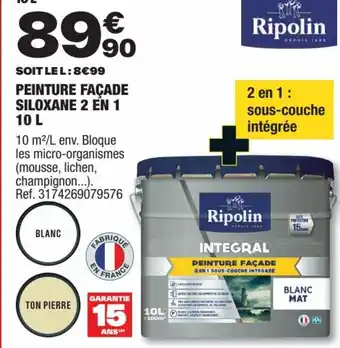 Brico Dépôt PEINTURE FAÇADE SILOXANE 2 EN 1 10 L offre
