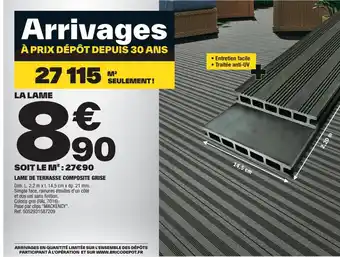 Brico Dépôt LAME DE TERRASSE COMPOSITE GRISE offre