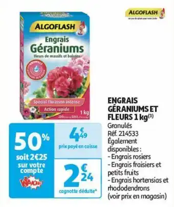 Auchan Engrais geraniums et fleurs 1kg offre