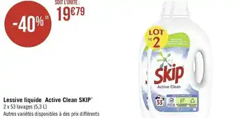 Casino Supermarchés Lessive liquide active clean skip offre